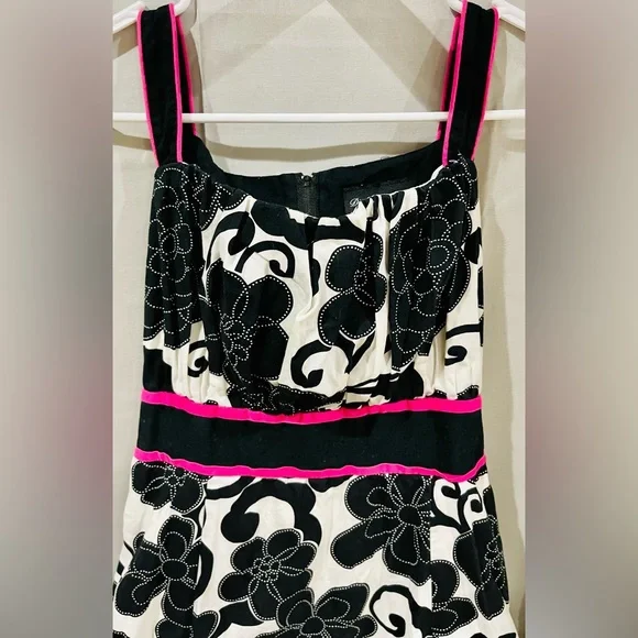 Girls “Disorderly Kids” Black & White Floral Dress With Hot Pink Accents - Picture 4 of 10